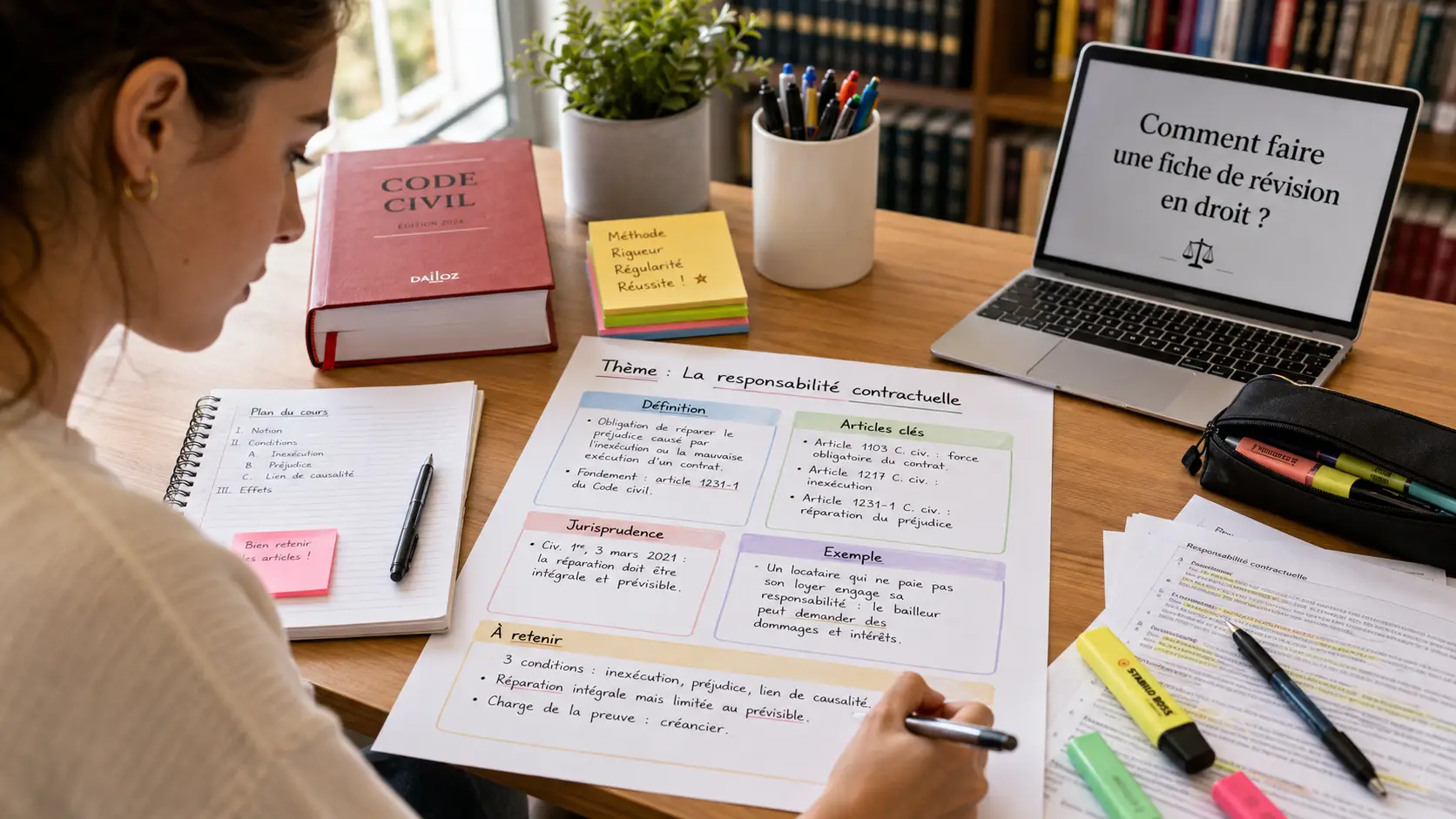 faire une fiche de révision en droit